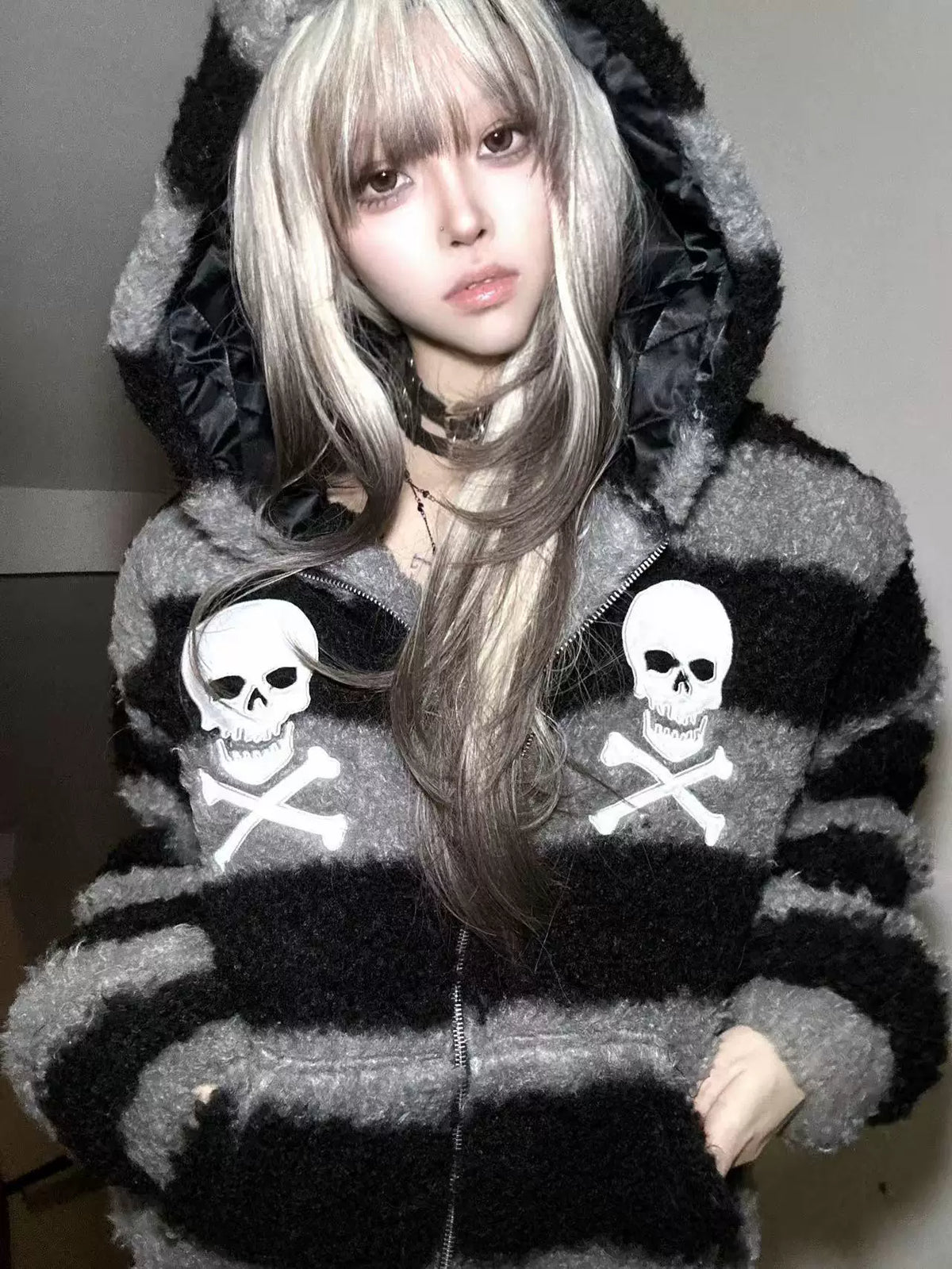 PUNK SKULL EMBROIDERED JACKET