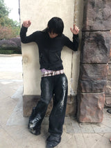 ANIMAL PRINT WIDE LEG PANTS