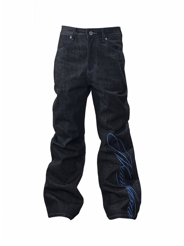 EMBROIDERED DENIM FLARE JEANS