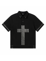 STUDDED CROSS POLO TEE