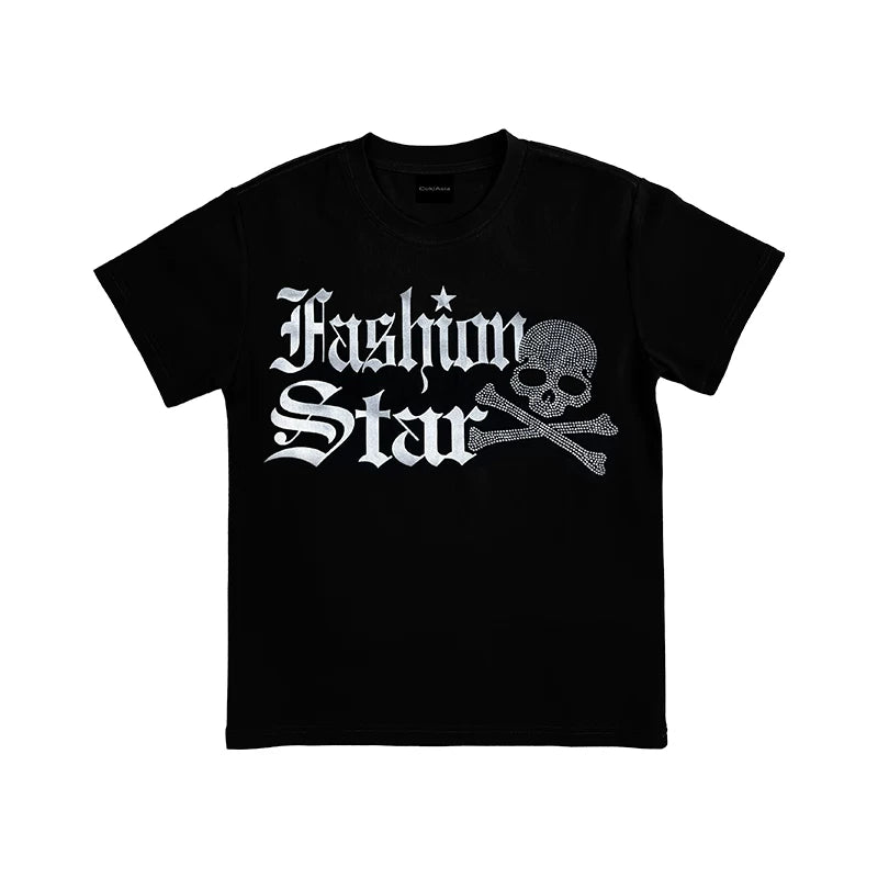 RHINESTONE SHOULDER TEE