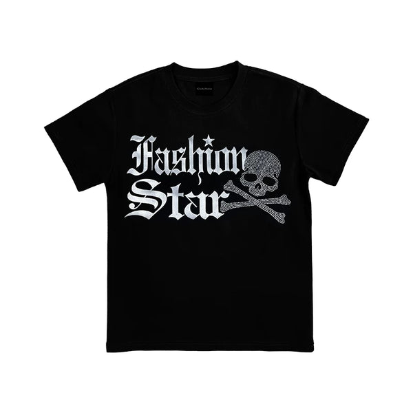 RHINESTONE SHOULDER TEE