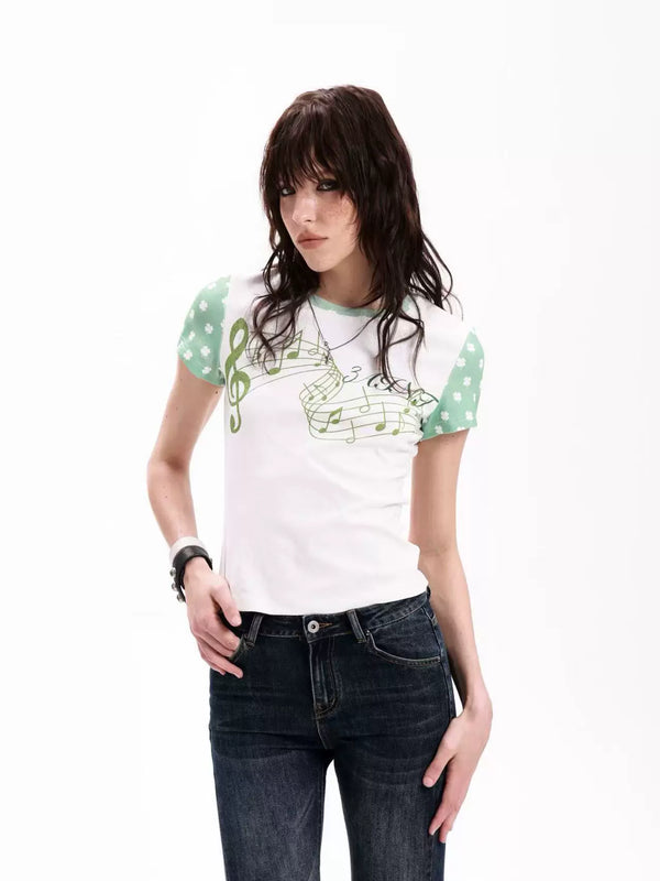 Y2K COLOR BLOCK CLOVER T-SHIRT
