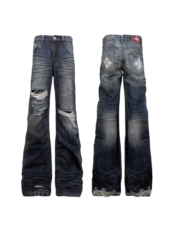 SKINNY HOLE JEANS BLUE SPRAY