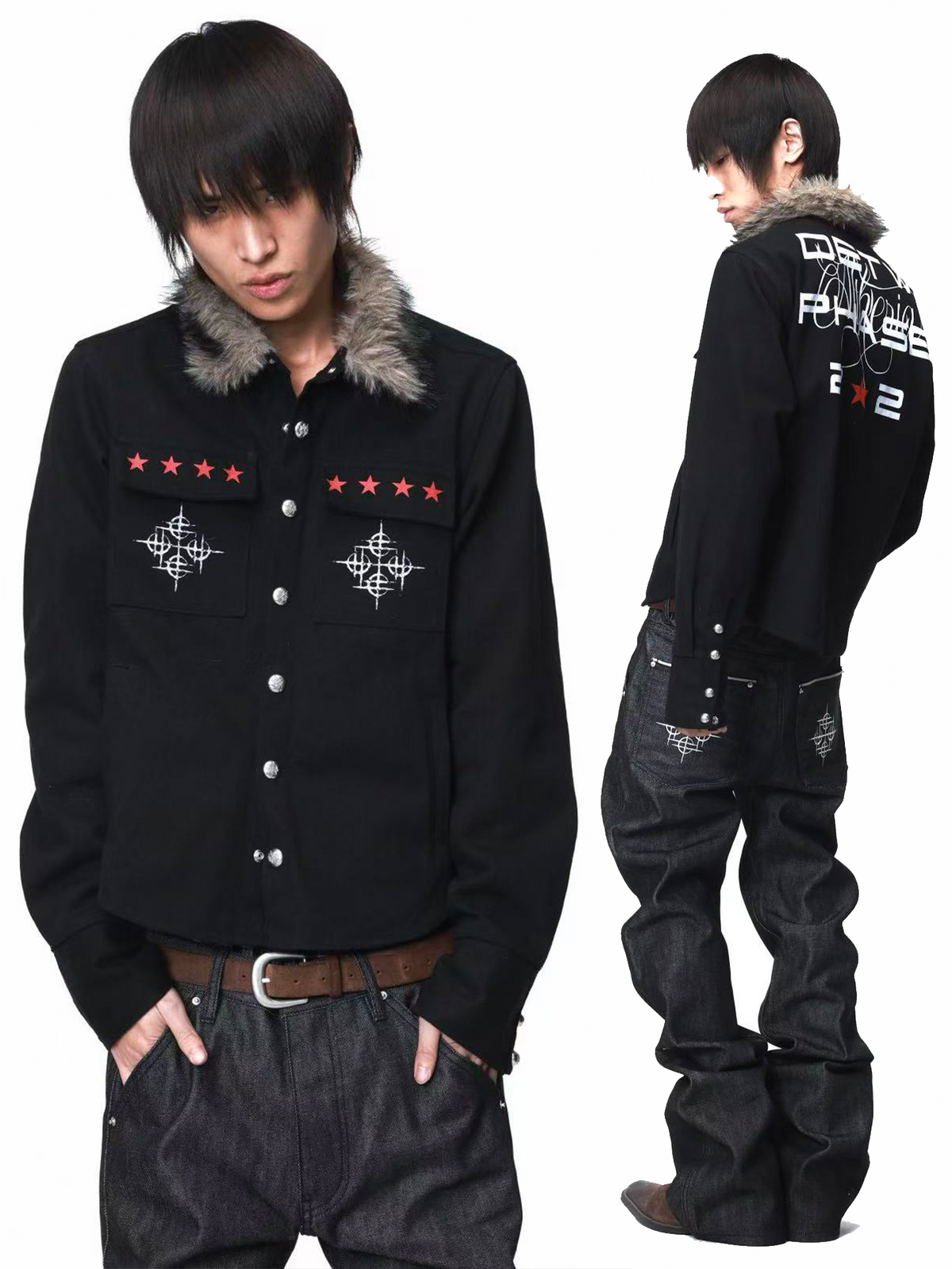 DARK PUNK FUR COLLAR JACKET