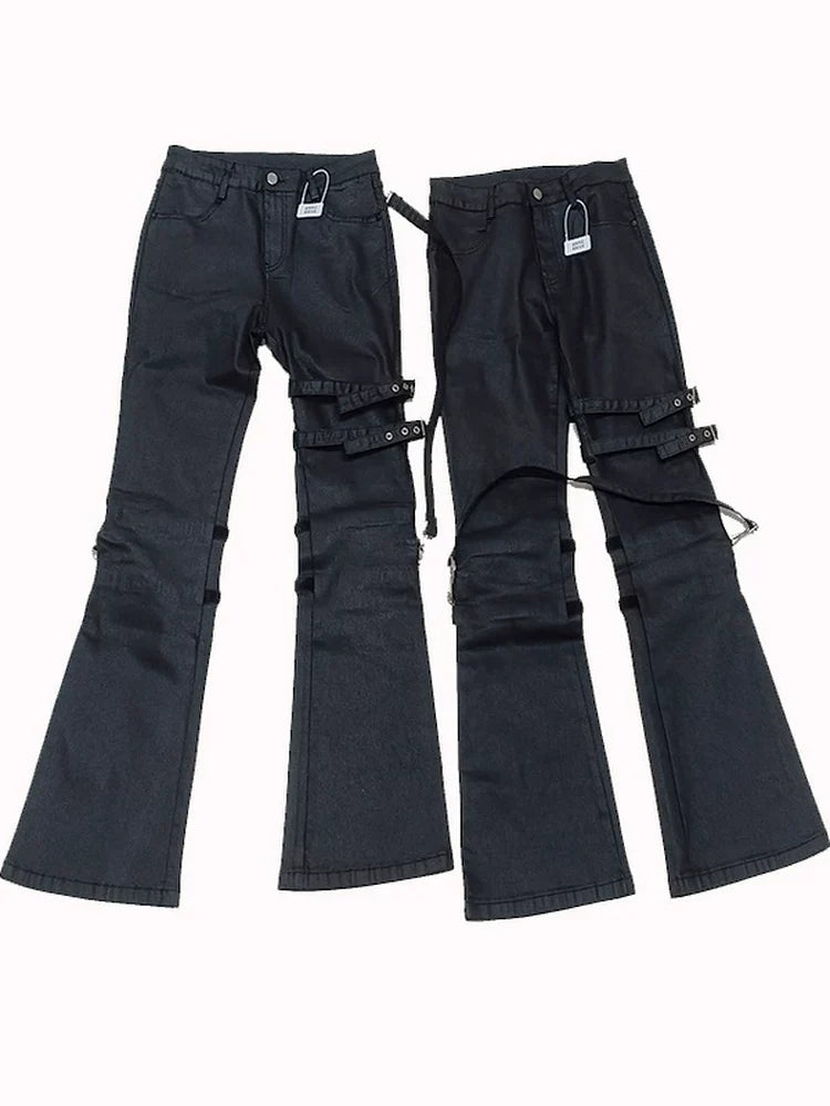 PUNK STYLE WAX DENIM PANTS