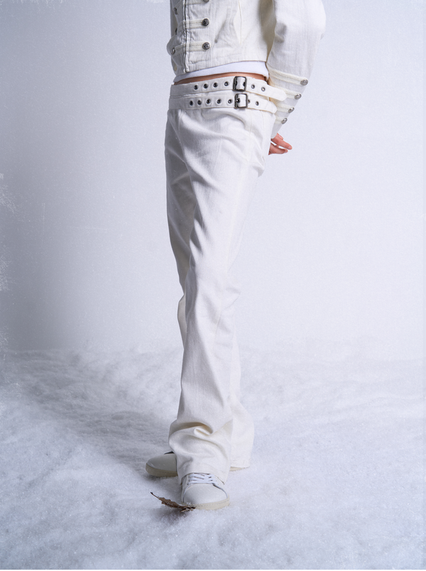 SLIM FIT WHITE BAMBOO JEANS