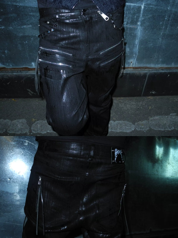 COATED SLIM FIT BLACK JEANS