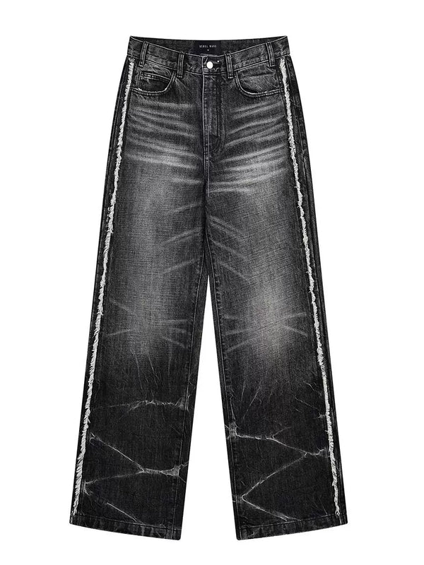 LIGHTNING STRIPE RAW EDGE JEANS