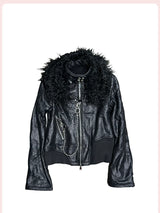 FUR COLLAR LEATHER JACKET