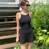 BACKLESS KNIT TWO-PIECE SWIMSUIT