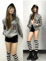 FLORAL GRAY HOODIE SWEATSHIRT