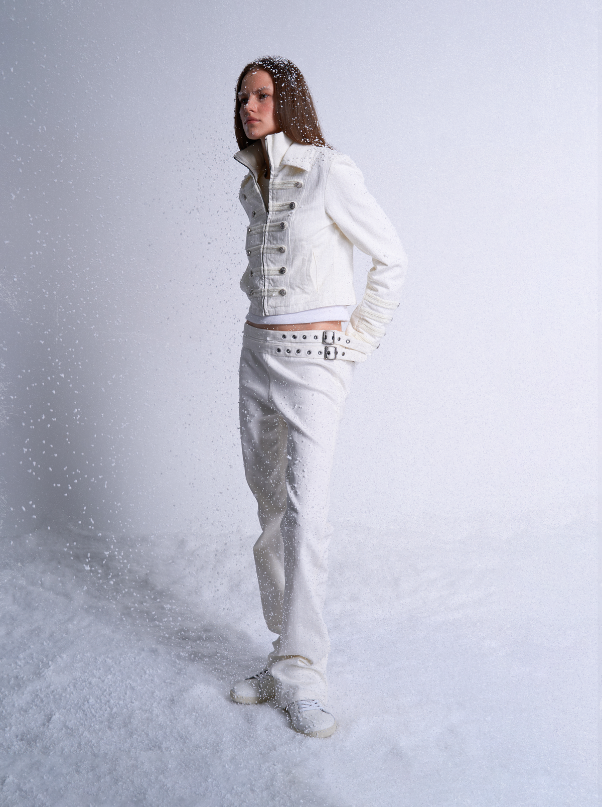 SLIM FIT WHITE BAMBOO JEANS