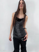 RIVET PLEATED HOODED TANK TOP