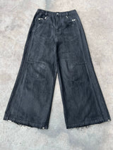 HAND BRUSHED WIDE LEG JEANS
