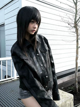 VASCULAR PATTERN SUEDE JACKET