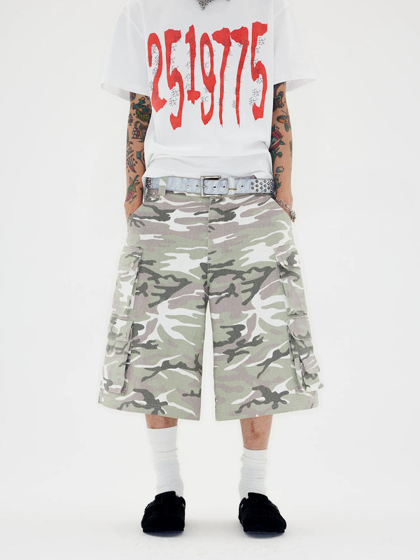 NICHE CAMOUFLAGE CANVAS SHORTS
