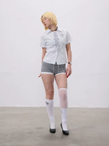 LACE-TRIMMED PATCHWORK BLOUSE