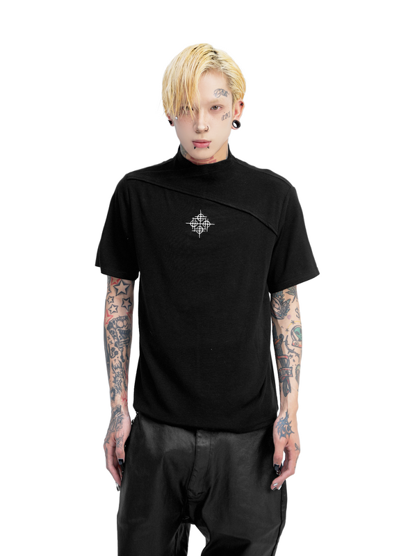 DARKNESS KNIT SQUARE COLLAR DRESS