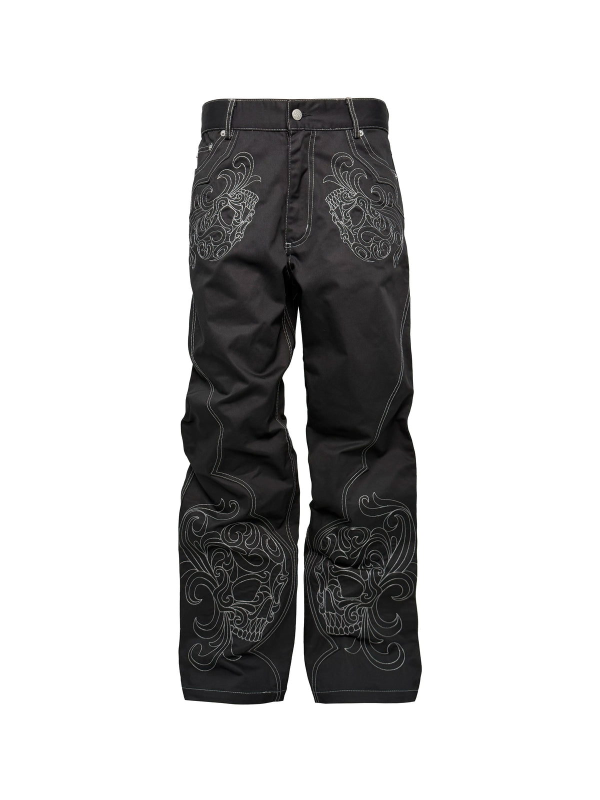 BAROQUE SKULL EMBROIDERED PANTS