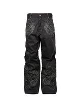 BAROQUE SKULL EMBROIDERED PANTS