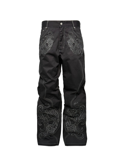 BAROQUE SKULL EMBROIDERED PANTS