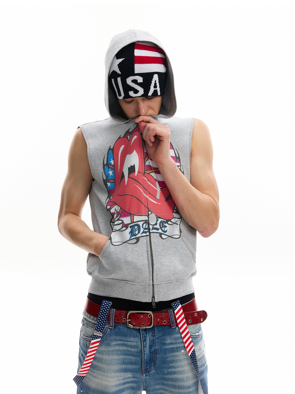 HOODED STAR-SPANGLED T-SHIRT