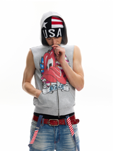 HOODED STAR-SPANGLED T-SHIRT