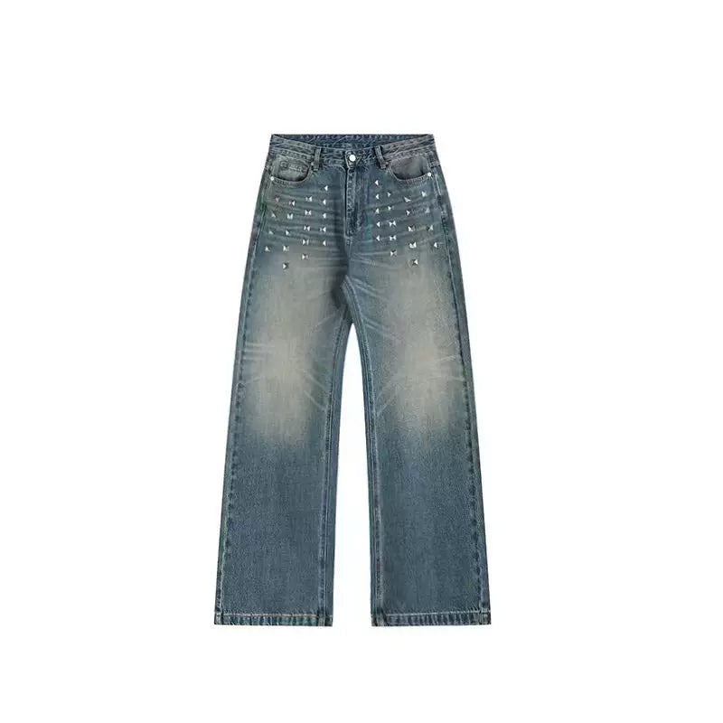 BLUE CAT WHISKERS EMBELLISHED JEANS
