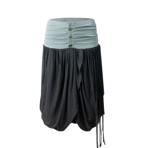 PLEATED KNIT TASSEL SKIRT
