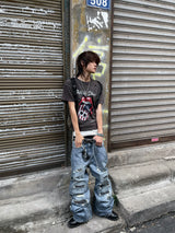 RIPPED STACKED SKINNY JEANS