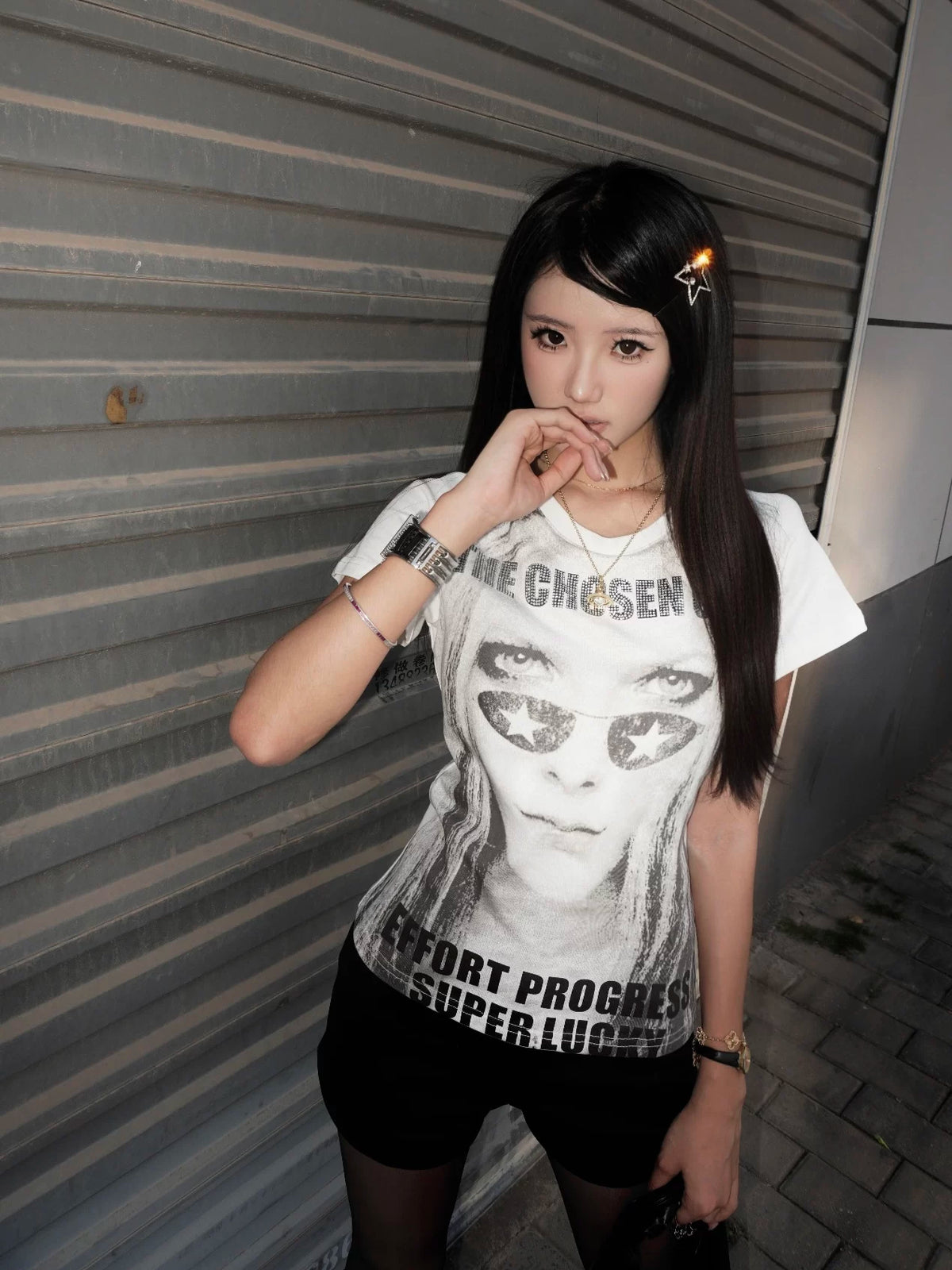 PUNK RHINESTONE GRAPHIC T-SHIRT
