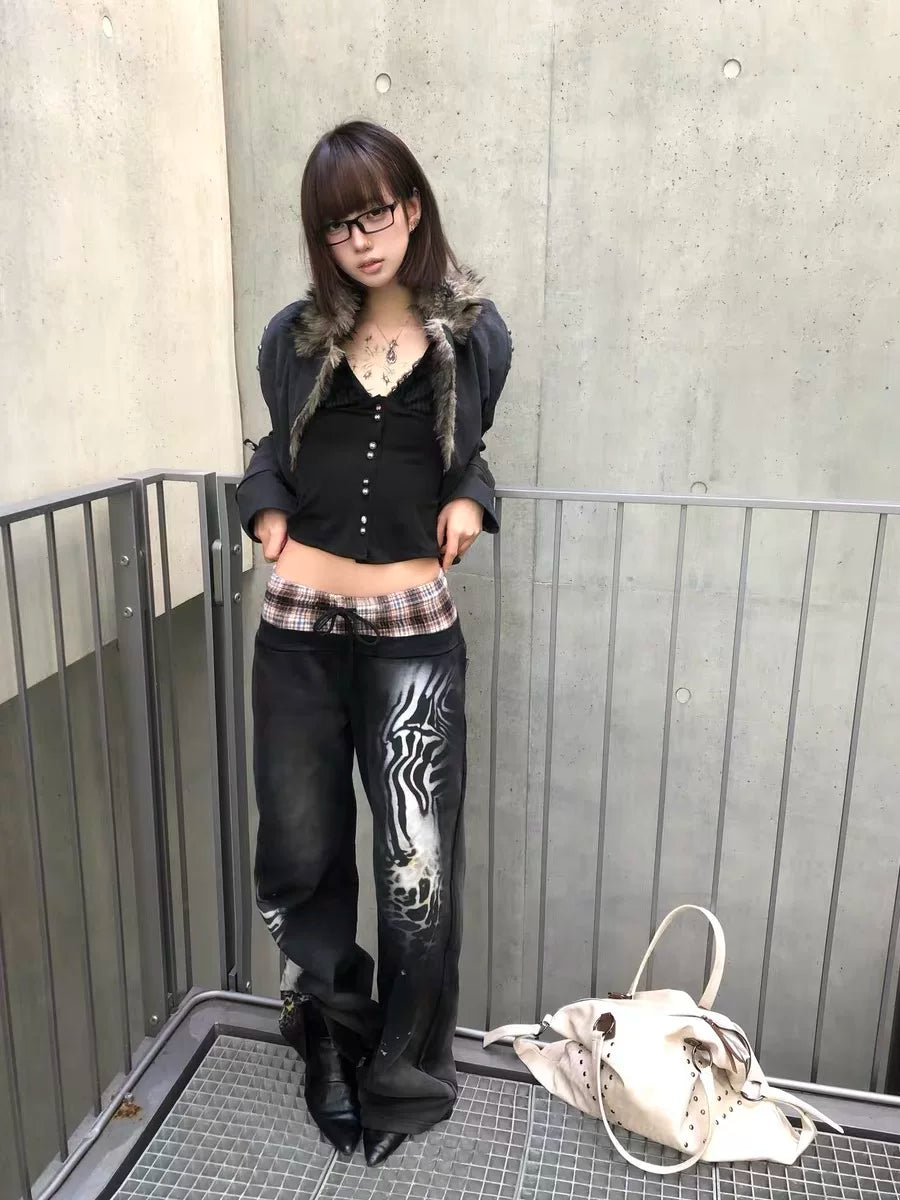 ANIMAL PRINT WIDE LEG PANTS