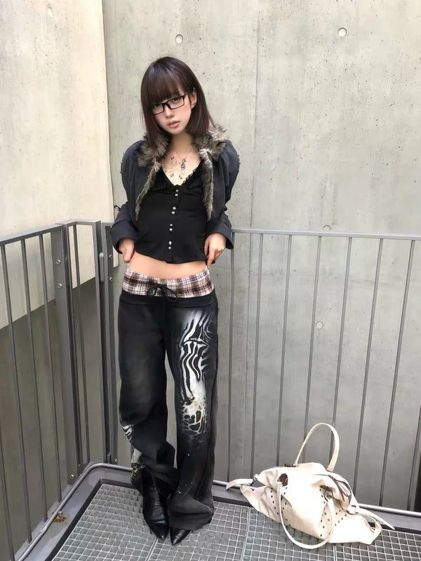 ANIMAL PRINT WIDE LEG PANTS