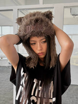 PLUSH BROWN BEAR CAP