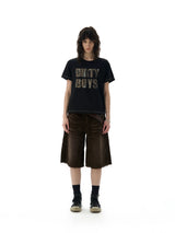 LEOPARD PRINT CORDUROY SHORTS