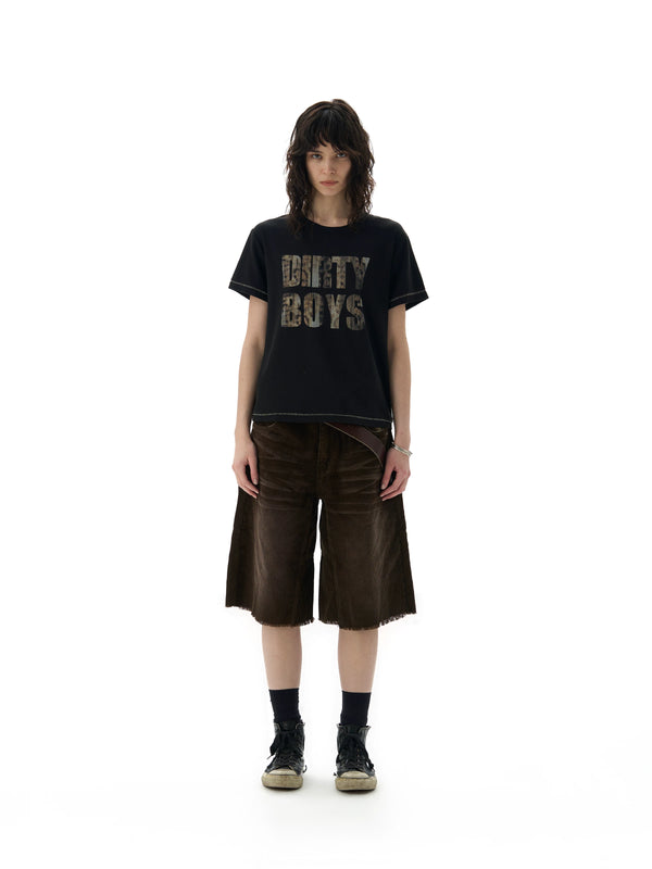 LEOPARD PRINT CORDUROY SHORTS