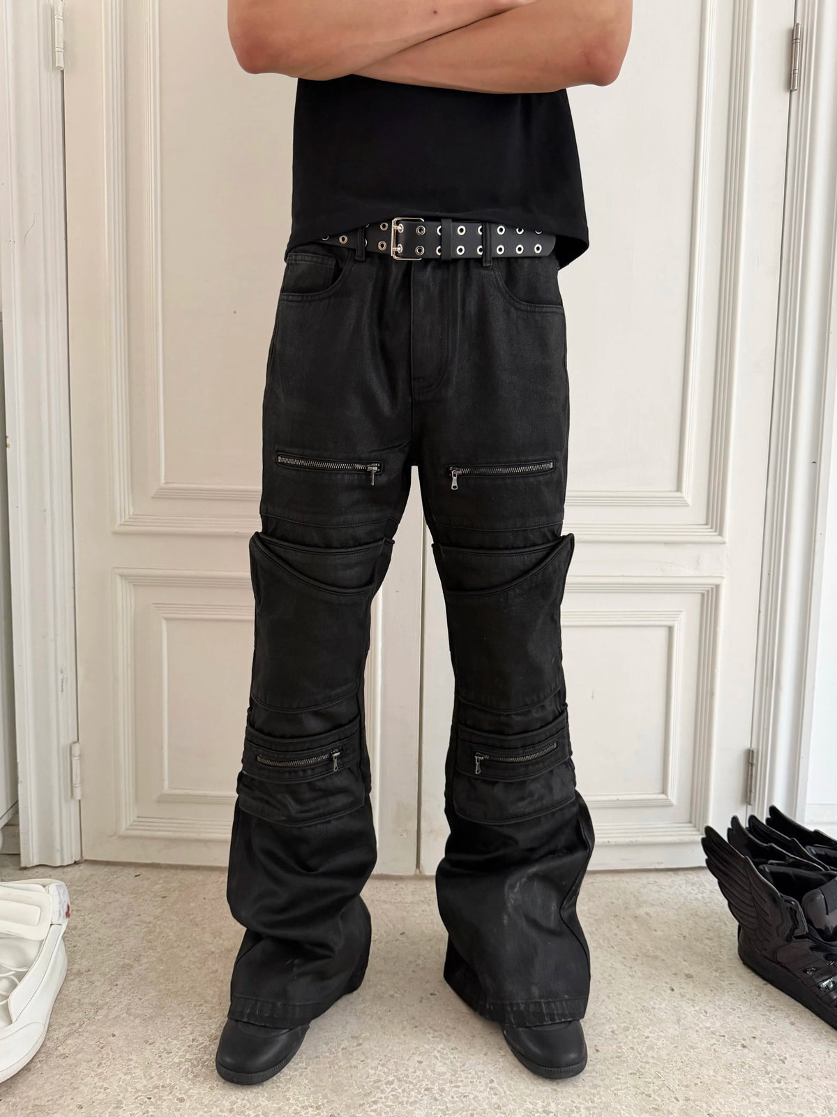 STRUCTURED WAX MICRO PANTS