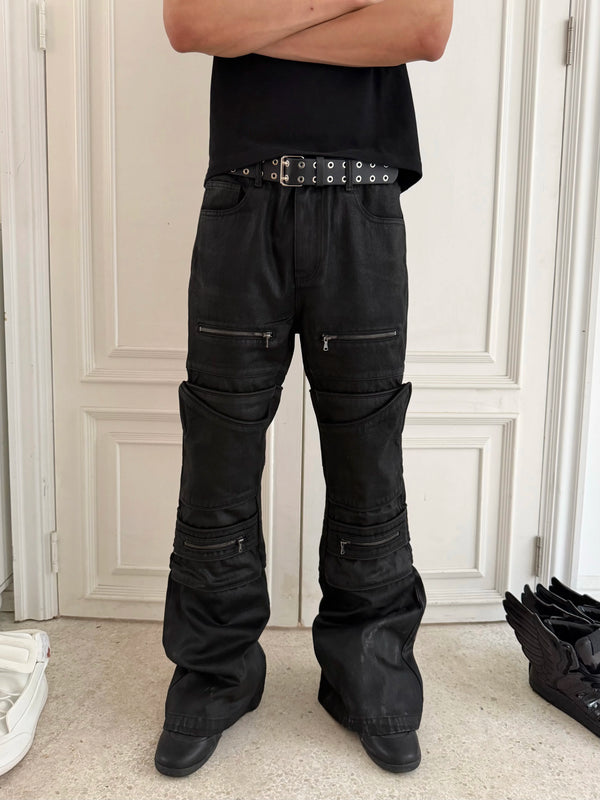 STRUCTURED WAX MICRO PANTS