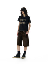 LEOPARD PRINT CORDUROY SHORTS