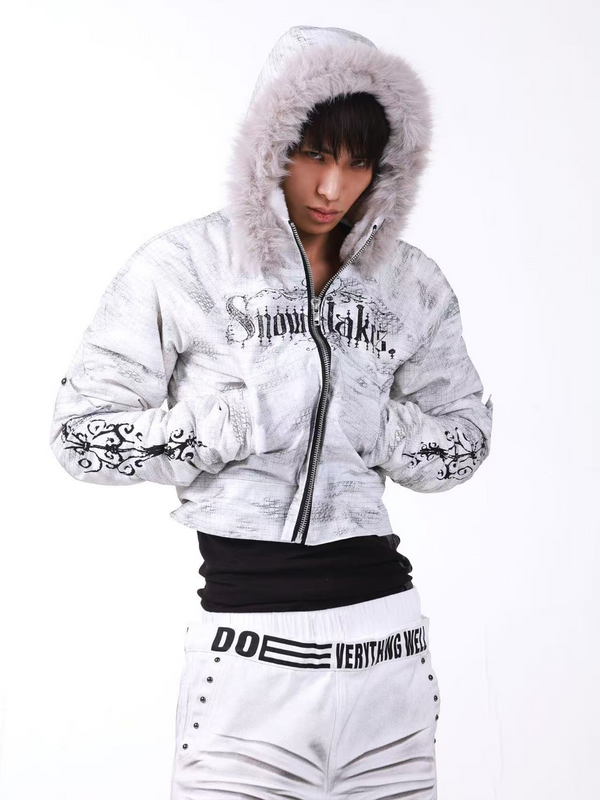 WASHED HOODED SWEATSHIRT JACKET