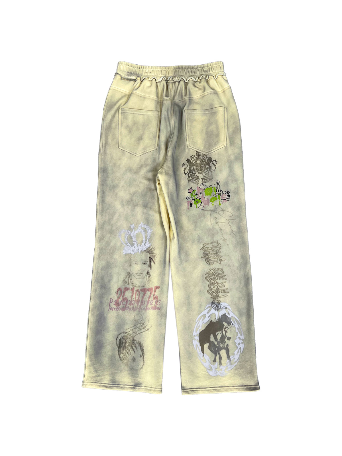 DISTRESSED YELLOW SWEATPANTS