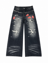 RETRO RIPPED DENIM PANTS