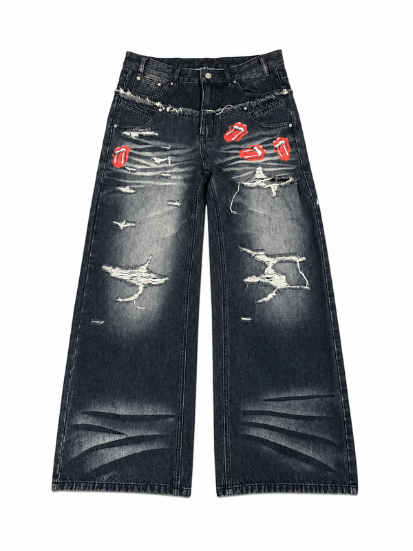 RETRO RIPPED DENIM PANTS