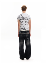 LEOPARD EMBELLISHED BAGGY JEANS