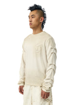 SPARKLY LOGO PLEATED LONG SLEEVE T-SHIRT