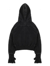 WASHED ZIPPER HOODED JACKET
