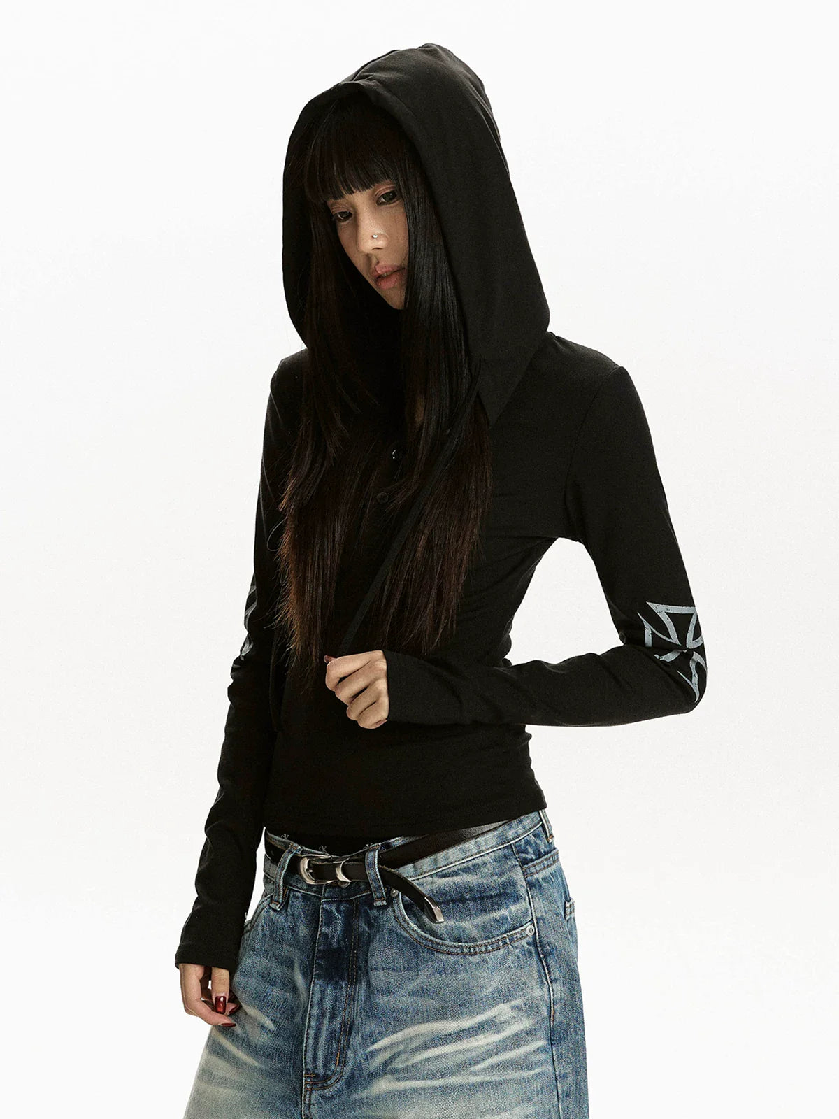 RETRO GOTHIC HOODED T-SHIRT