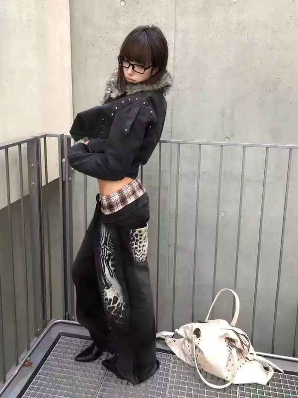 ANIMAL PRINT WIDE LEG PANTS