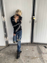 DISTRESSED BLUE STRETCH JEANS